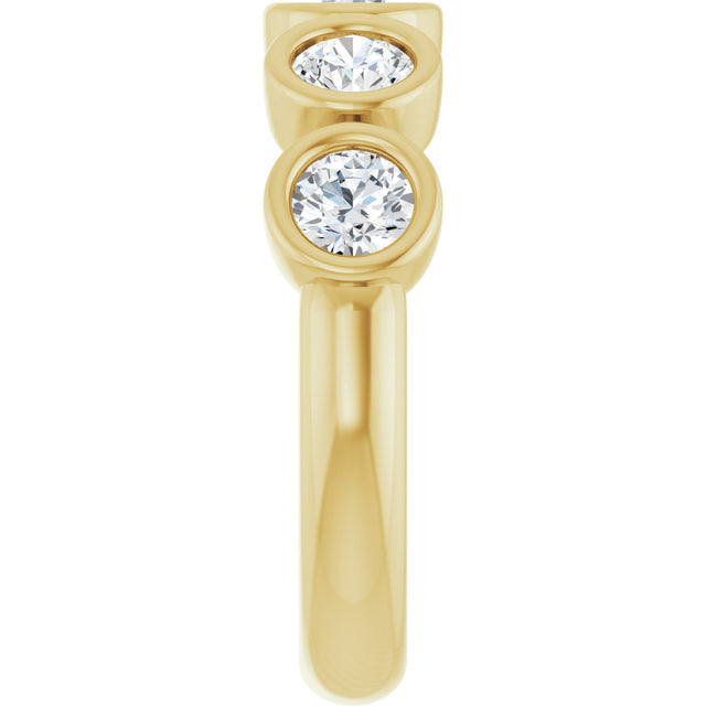 10K Gold Round Lab-Grown Diamond Bezel-Set Anniversary Band – 1–1 1/3 CTW - Yellow Gold - view 4