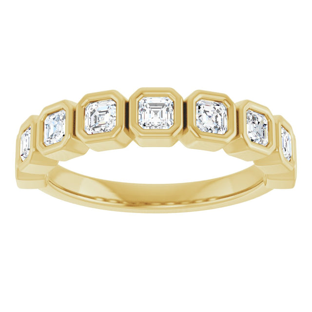 14K Gold Asscher Lab-Grown Diamond Bezel-Set Anniversary Band – 2.5x2.5 mm Stones - Yellow Gold - view 3