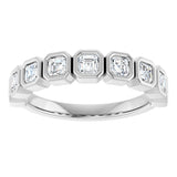 Platinum Asscher Lab-Grown Diamond Bezel-Set Anniversary Band – 2.5x2.5 mm Stones - view 3