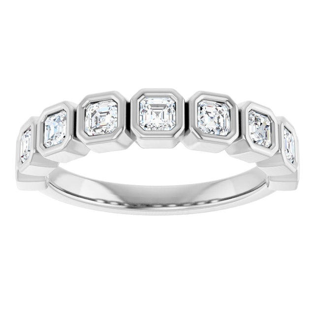 Platinum Asscher Lab-Grown Diamond Bezel-Set Anniversary Band – 2.5x2.5 mm Stones - view 3