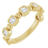 14K Gold Asscher Natural Diamond Beaded Bezel-Set Anniversary Band – 1/3–1 1/8 CTW - Yellow Gold