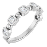 Platinum Asscher Natural Diamond Beaded Bezel-Set Anniversary Band – 1/3–1 1/8 CTW