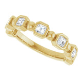 14K Gold Asscher Natural Diamond Beaded Bezel-Set Anniversary Band – 1/3–1 1/8 CTW - Yellow Gold - view 5