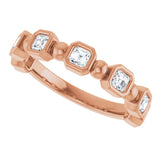 14K Gold Asscher Natural Diamond Beaded Bezel-Set Anniversary Band – 1/3–1 1/8 CTW - Rose Gold - view 5