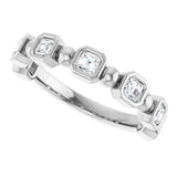 Platinum Asscher Natural Diamond Beaded Bezel-Set Anniversary Band – 1/3–1 1/8 CTW - view 5