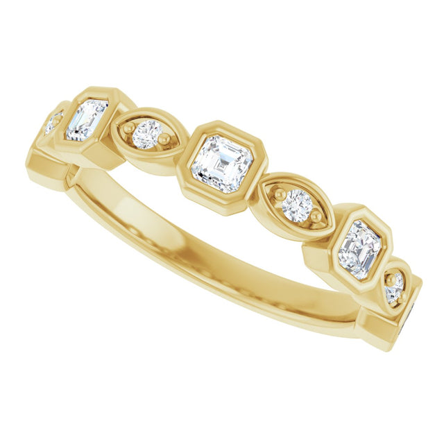 14K Gold Asscher Natural Diamond Anniversary Band – 3/8–9/10 CTW - Yellow Gold - view 5