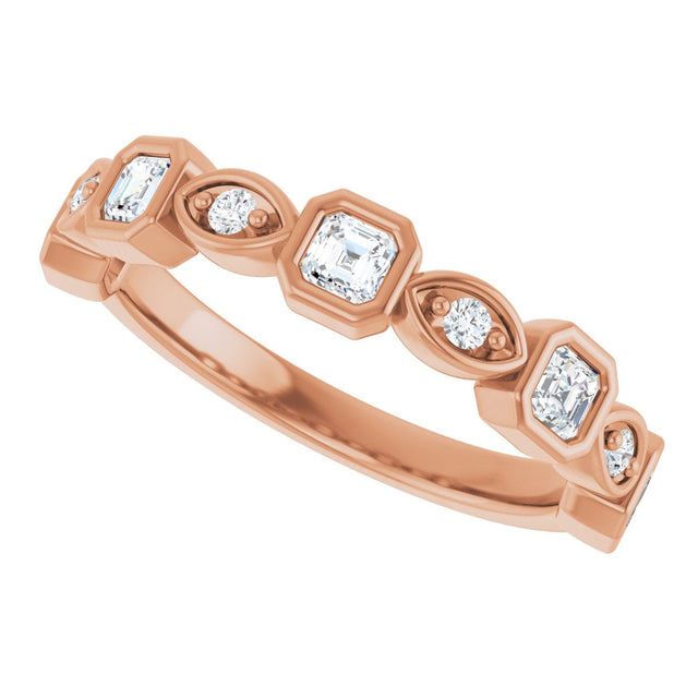 14K Gold Asscher Natural Diamond Anniversary Band – 3/8–9/10 CTW - Rose Gold - view 5