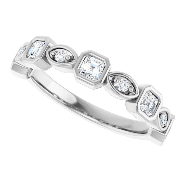 Platinum Asscher Natural Diamond Anniversary Band – 3/8–9/10 CTW - view 5