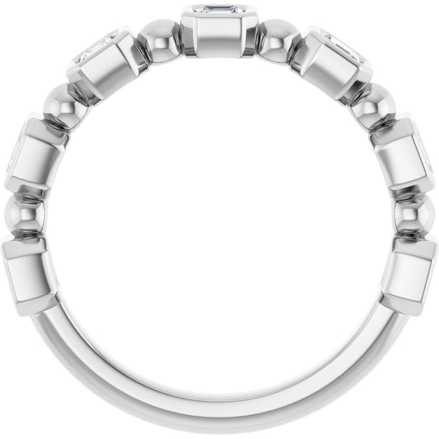 Platinum Asscher Natural Diamond Beaded Bezel-Set Anniversary Band – 1/3–1 1/8 CTW - view 2