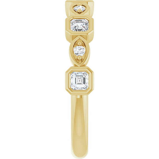 14K Gold Asscher Natural Diamond Anniversary Band – 3/8–9/10 CTW - Yellow Gold - view 4