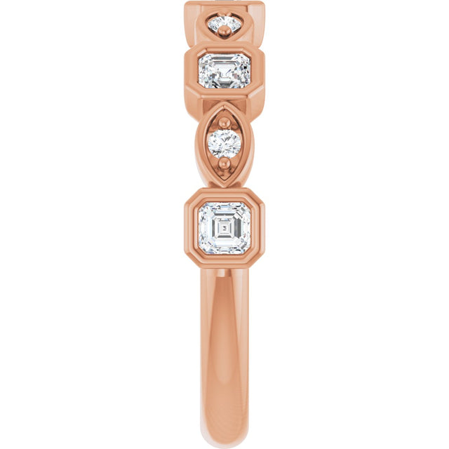14K Gold Asscher Natural Diamond Anniversary Band – 3/8–9/10 CTW - Rose Gold - view 4