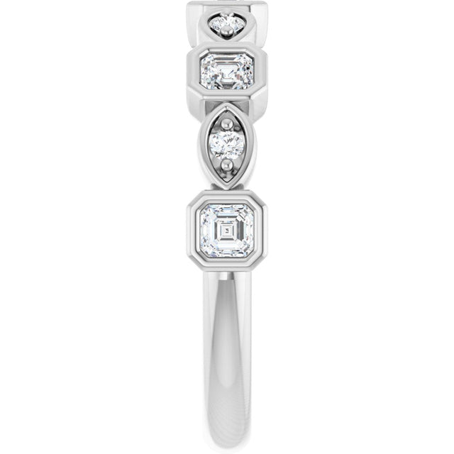 Platinum Asscher Natural Diamond Anniversary Band – 3/8–9/10 CTW - view 4