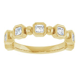 14K Gold Asscher Natural Diamond Beaded Bezel-Set Anniversary Band – 1/3–1 1/8 CTW - Yellow Gold - view 3