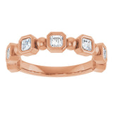 14K Gold Asscher Natural Diamond Beaded Bezel-Set Anniversary Band – 1/3–1 1/8 CTW - Rose Gold - view 3