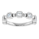 Platinum Asscher Natural Diamond Beaded Bezel-Set Anniversary Band – 1/3–1 1/8 CTW - view 3