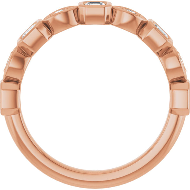 14K Gold Asscher Natural Diamond Anniversary Band – 3/8–9/10 CTW - Rose Gold - view 2
