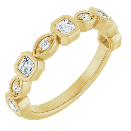 14K Gold Asscher Natural Diamond Anniversary Band – 3/8–9/10 CTW - Yellow Gold