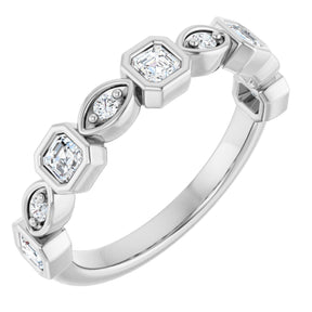 Platinum Asscher Natural Diamond Anniversary Band – 3/8–9/10 CTW
