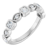 14K Gold Asscher Natural Diamond Anniversary Band – 3/8–9/10 CTW - White Gold