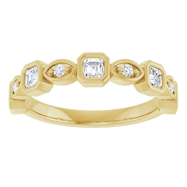 14K Gold Asscher Natural Diamond Anniversary Band – 3/8–9/10 CTW - Yellow Gold - view 3
