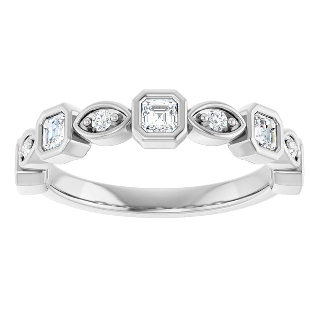 14K Gold Asscher Natural Diamond Anniversary Band – 3/8–9/10 CTW - White Gold - view 3