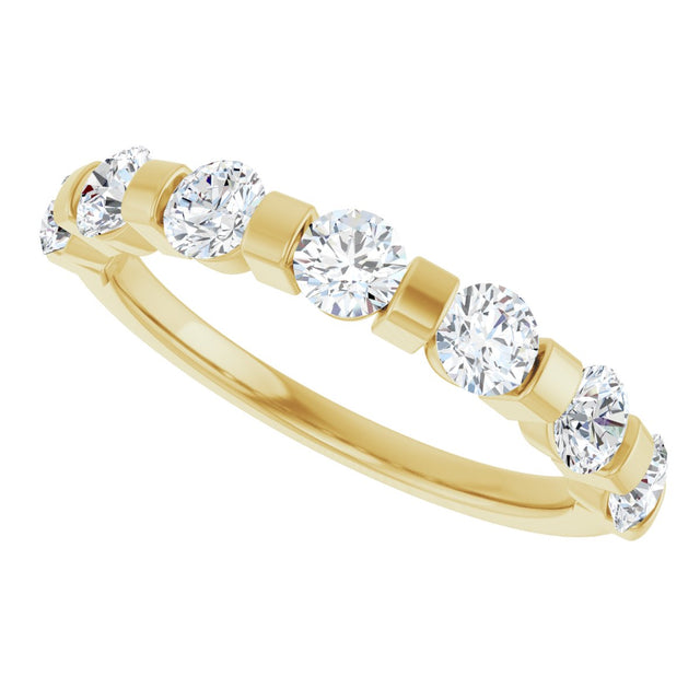 10K Gold Round Natural Diamond Bar Channel-Set Anniversary Band – 3/4–1 1/2 CTW (Style 123675) - Yellow Gold - view 5