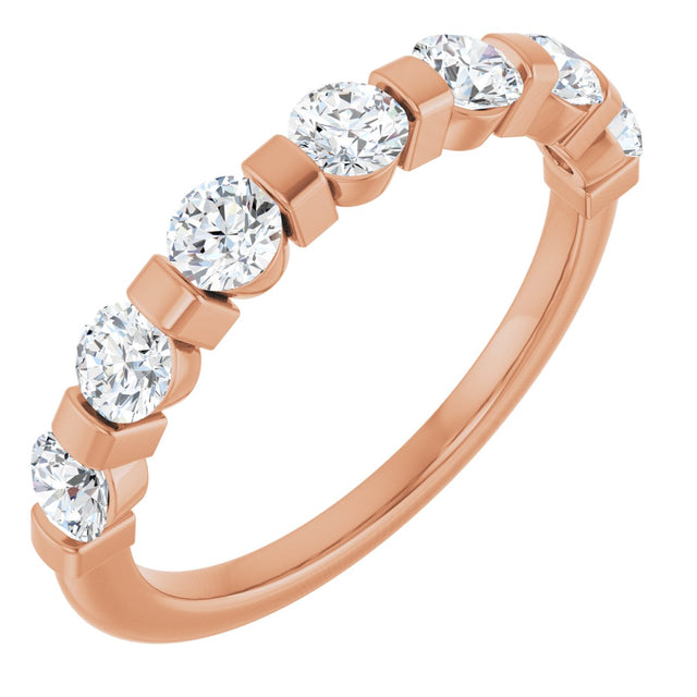 10K Gold Round Natural Diamond Bar Channel-Set Anniversary Band – 3/4–1 1/2 CTW (Style 123675) - Rose Gold