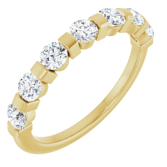 10K Gold Round Lab-Grown Diamond Bar Channel-Set Anniversary Band – 7/8–1 1/3 CTW - Yellow Gold