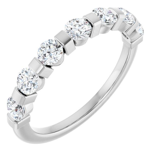 10K Gold Round Lab-Grown Diamond Bar Channel-Set Anniversary Band – 7/8–1 1/3 CTW - White Gold