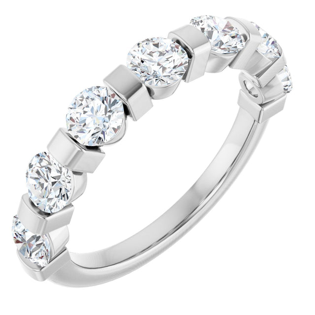10K Gold Round Lab-Grown Diamond Bar Channel-Set Anniversary Band – 7/8–1 1/3 CTW - White Gold