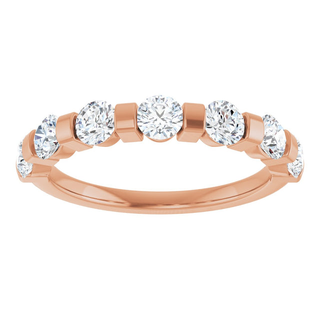 10K Gold Round Lab-Grown Diamond Bar Channel-Set Anniversary Band – 7/8–1 1/3 CTW - Rose Gold - view 3