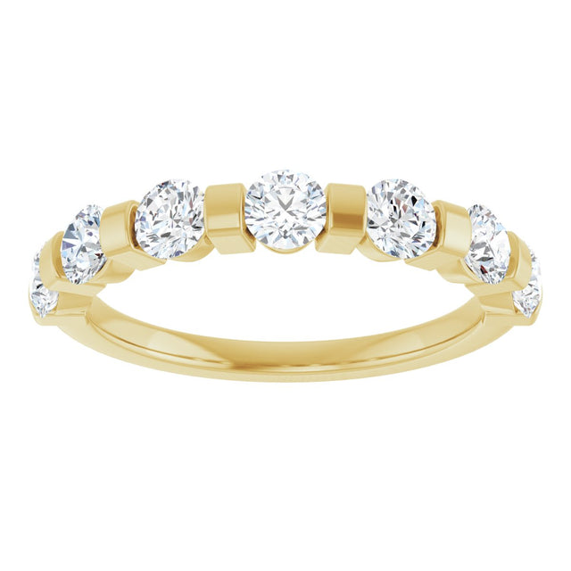 10K Gold Round Natural Diamond Bar Channel-Set Anniversary Band – 3/4–1 1/2 CTW (Style 123675) - Yellow Gold - view 3