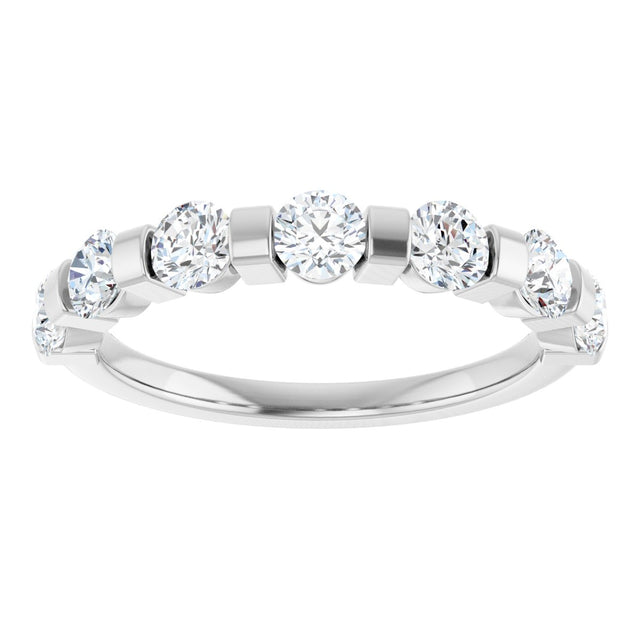 10K Gold Round Lab-Grown Diamond Bar Channel-Set Anniversary Band – 7/8–1 1/3 CTW - White Gold - view 3
