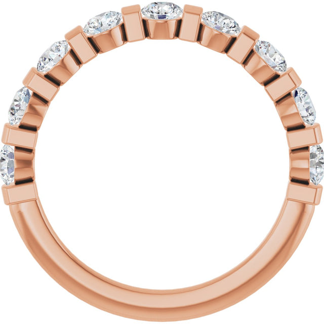 10K Gold Round Lab-Grown Diamond Bar Channel-Set Anniversary Band – 7/8–1 1/3 CTW - Rose Gold - view 2