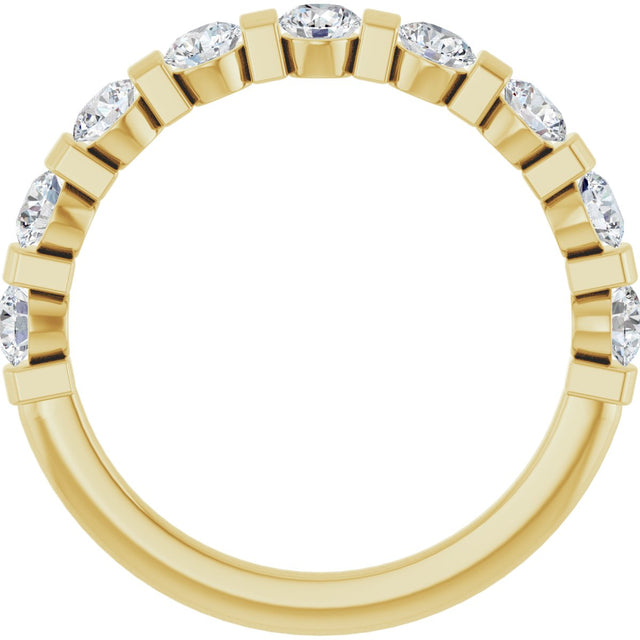 10K Gold Round Natural Diamond Bar Channel-Set Anniversary Band – 3/4–1 1/2 CTW (Style 123675) - Yellow Gold - view 2