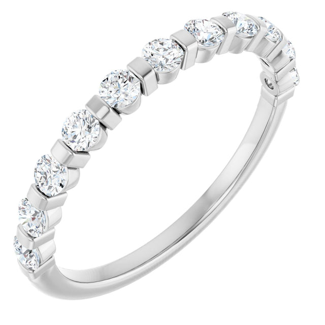 14K Gold Round Lab-Grown Diamond Bar Channel-Set Anniversary Band – 1/4–3/4 CTW - White Gold
