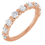 14K Gold Round Natural Diamond Bar Channel-Set Anniversary Band – 1/4–3/4 CTW - Rose Gold