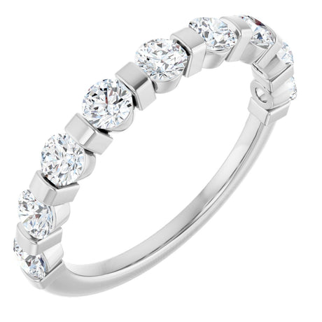 10K Gold Round Natural Diamond Bar Channel-Set Anniversary Band – 3/4–1 1/2 CTW (Style 123675) - White Gold