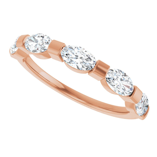 10K Gold Oval Lab-Grown Diamond Bar Channel-Set Anniversary Band – 9/10–2 CTW (Style 123675) - Rose Gold - view 5