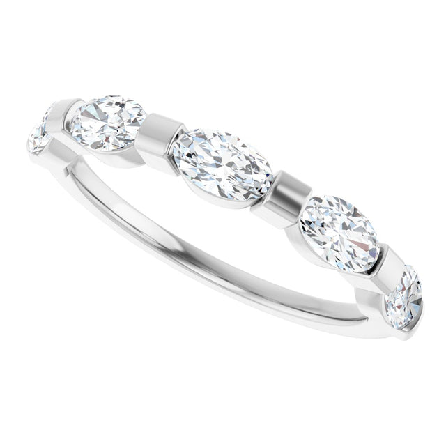 10K Gold Oval Lab-Grown Diamond Bar Channel-Set Anniversary Band – 9/10–2 CTW (Style 123675) - White Gold - view 5