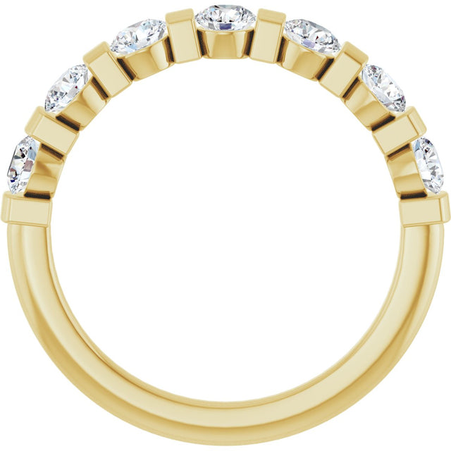 10K Gold Round Natural Diamond Bar Channel-Set Anniversary Band – 3/4–1 1/2 CTW (Style 123675) - Yellow Gold - view 2