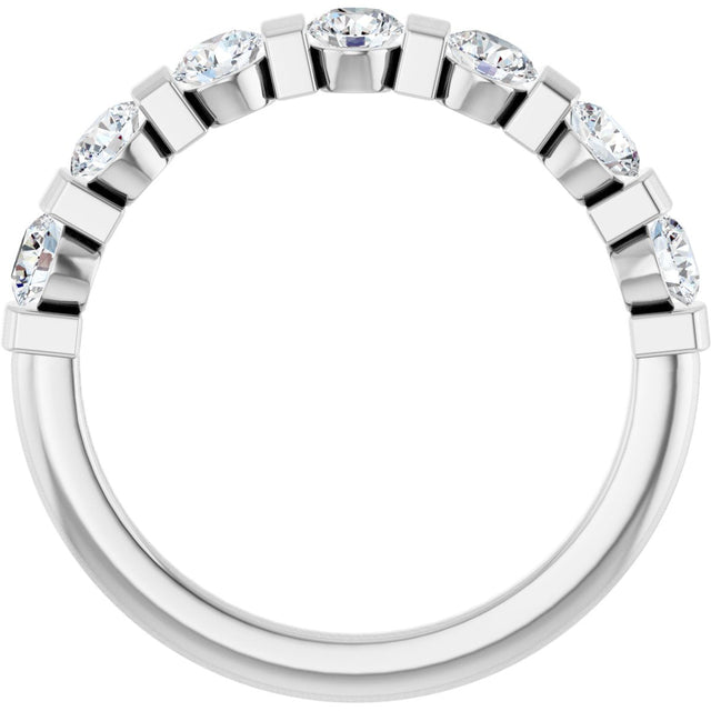 10K Gold Round Lab-Grown Diamond Bar Channel-Set Anniversary Band – 7/8–1 1/3 CTW - White Gold - view 2