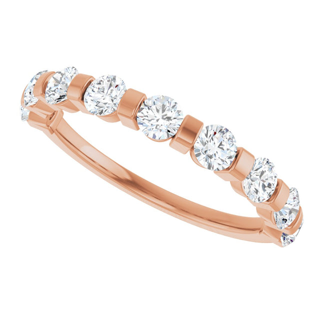 10K Gold Round Natural Diamond Bar Channel-Set Anniversary Band – 3/4–1 1/2 CTW (Style 123675) - Rose Gold - view 5