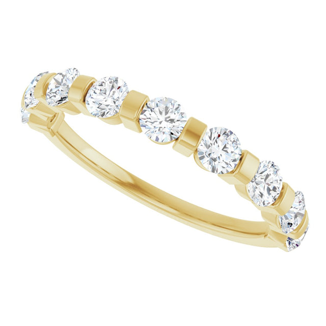 10K Gold Round Lab-Grown Diamond Bar Channel-Set Anniversary Band – 7/8–1 1/3 CTW - Yellow Gold - view 5
