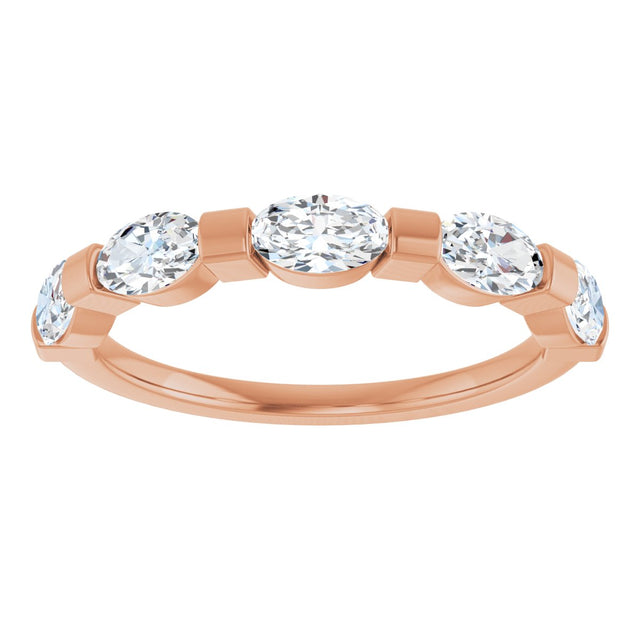 10K Gold Oval Lab-Grown Diamond Bar Channel-Set Anniversary Band – 9/10–2 CTW (Style 123675) - Rose Gold - view 3