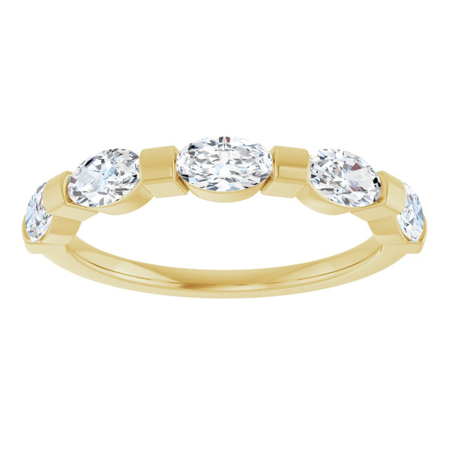 10K Gold Oval Lab-Grown Diamond Bar Channel-Set Anniversary Band – 9/10–2 CTW (Style 123675) - Yellow Gold - view 3