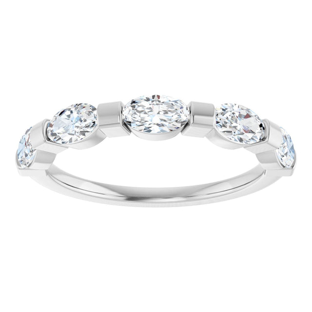 10K Gold Oval Lab-Grown Diamond Bar Channel-Set Anniversary Band – 9/10–2 CTW (Style 123675) - White Gold - view 3