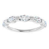 10K Gold Oval Natural Diamond Bar Channel-Set Anniversary Band – 1 1/3–1 7/8 CTW (Style 123675) - White Gold - view 3
