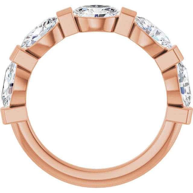 10K Gold Oval Lab-Grown Diamond Bar Channel-Set Anniversary Band – 9/10–2 CTW (Style 123675) - Rose Gold - view 2