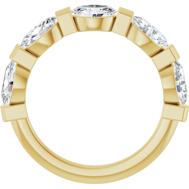 10K Gold Oval Natural Diamond Bar Channel-Set Anniversary Band – 1 1/3–1 7/8 CTW (Style 123675) - Yellow Gold - view 2